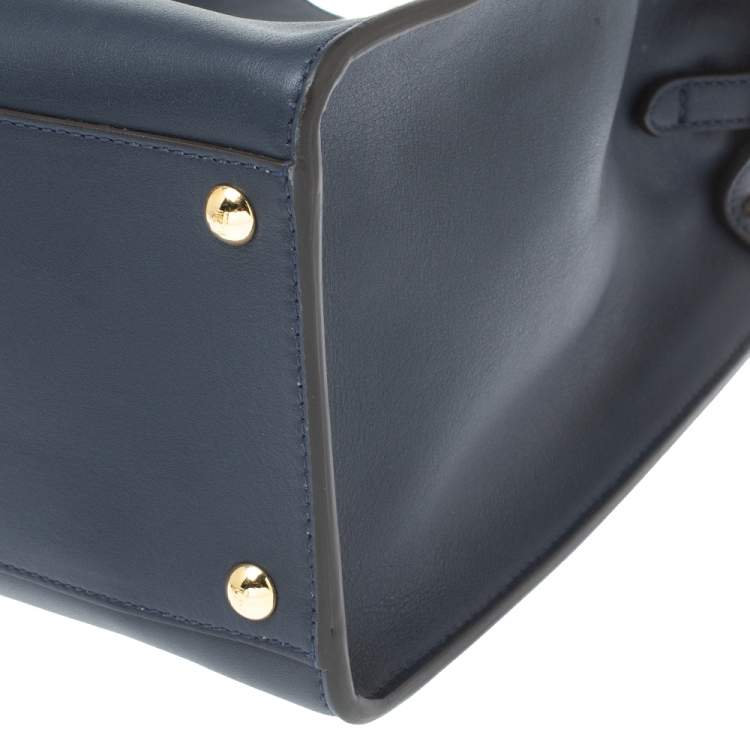 Pre Owned Fendi Blue Leather Peekaboo X-Lite Top Handle Bag