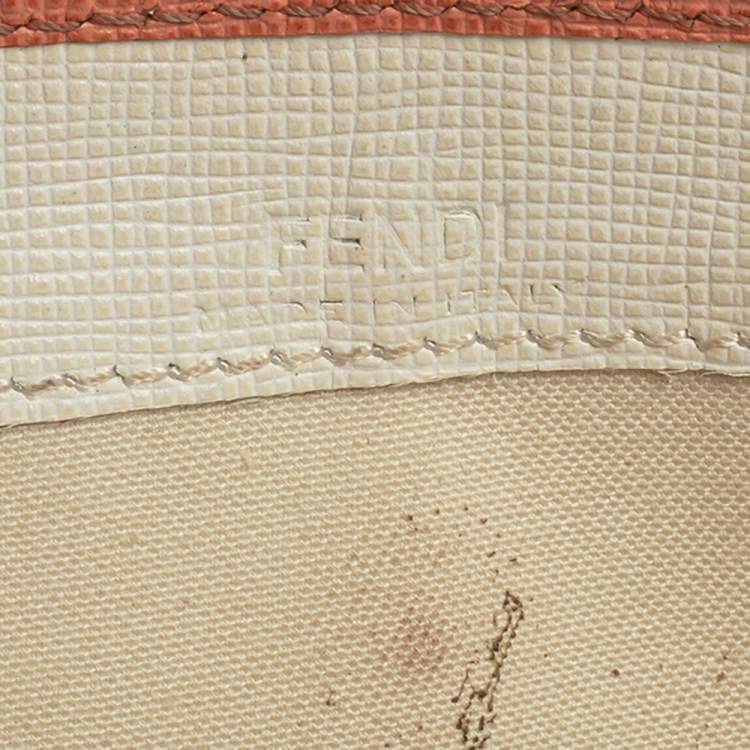 Pre Owned Fendi Peach Leather Logo Flap Continental Wallet