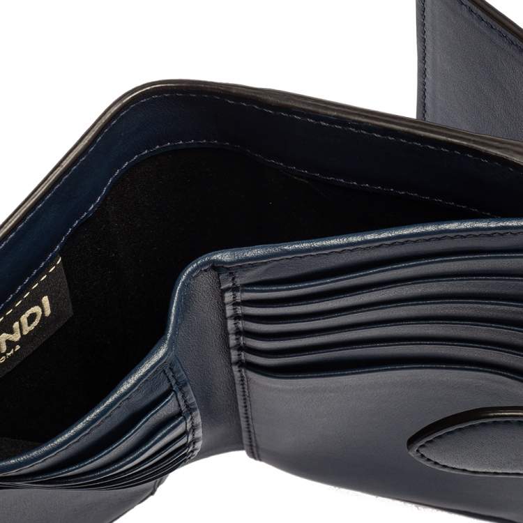 Pre Owned Fendi Blue Leather By The Way Compact Wallet