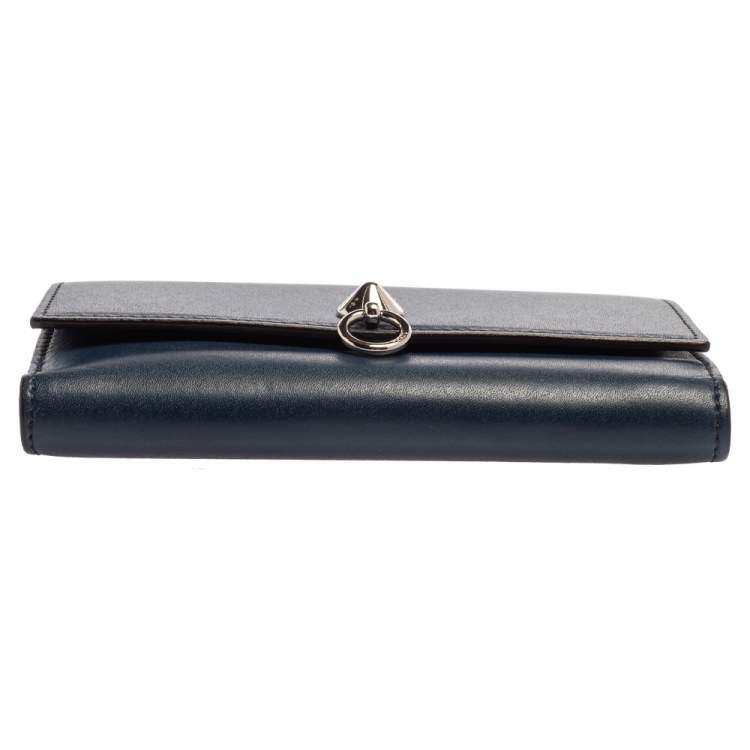 Pre Owned Fendi Blue Leather By The Way Compact Wallet