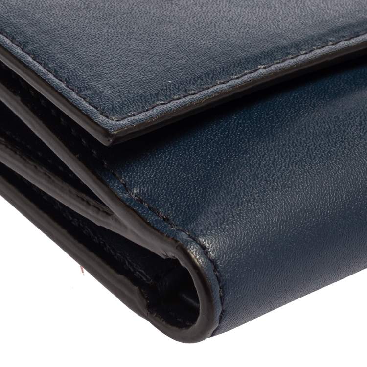 Pre Owned Fendi Blue Leather By The Way Compact Wallet