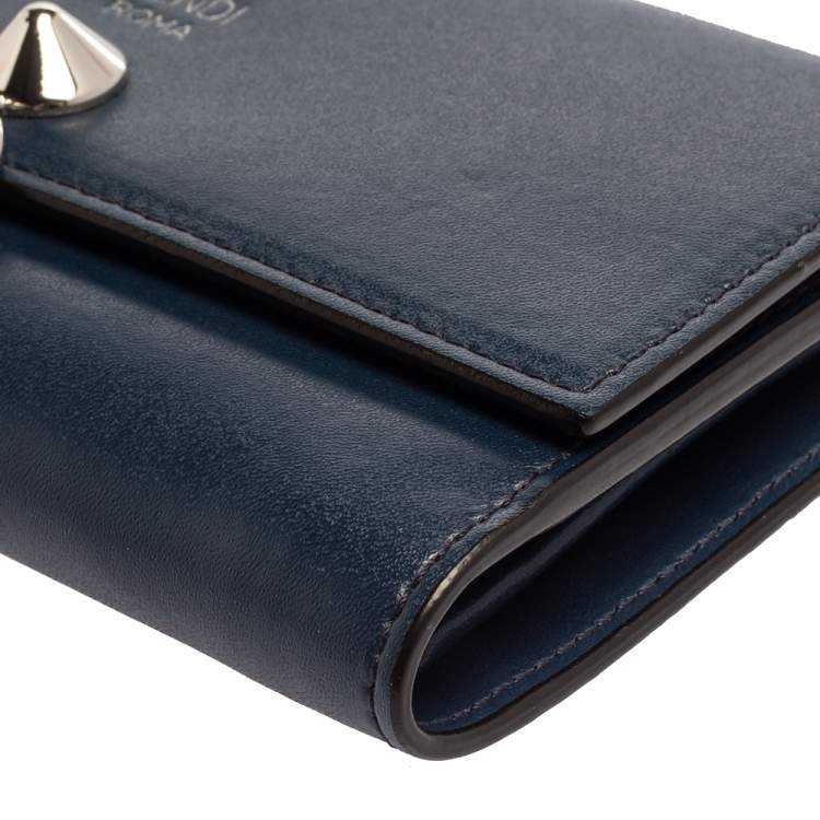 Pre Owned Fendi Blue Leather By The Way Compact Wallet