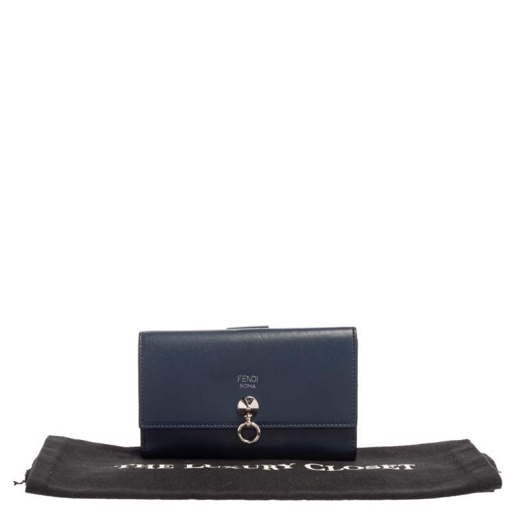 Pre Owned Fendi Blue Leather By The Way Compact Wallet