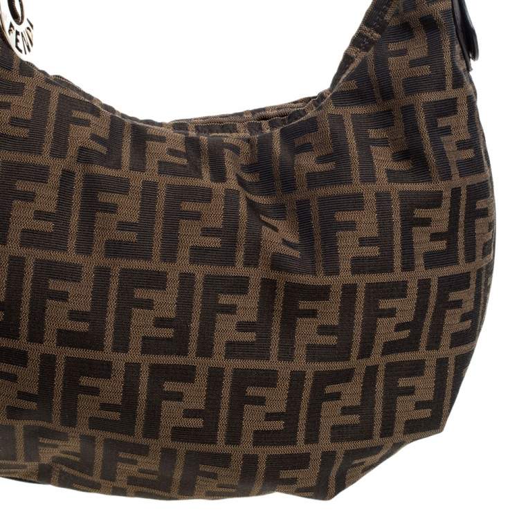Pre Owned Fendi Tobacco Zucca Canvas and Leather Large Chef Chain Hobo