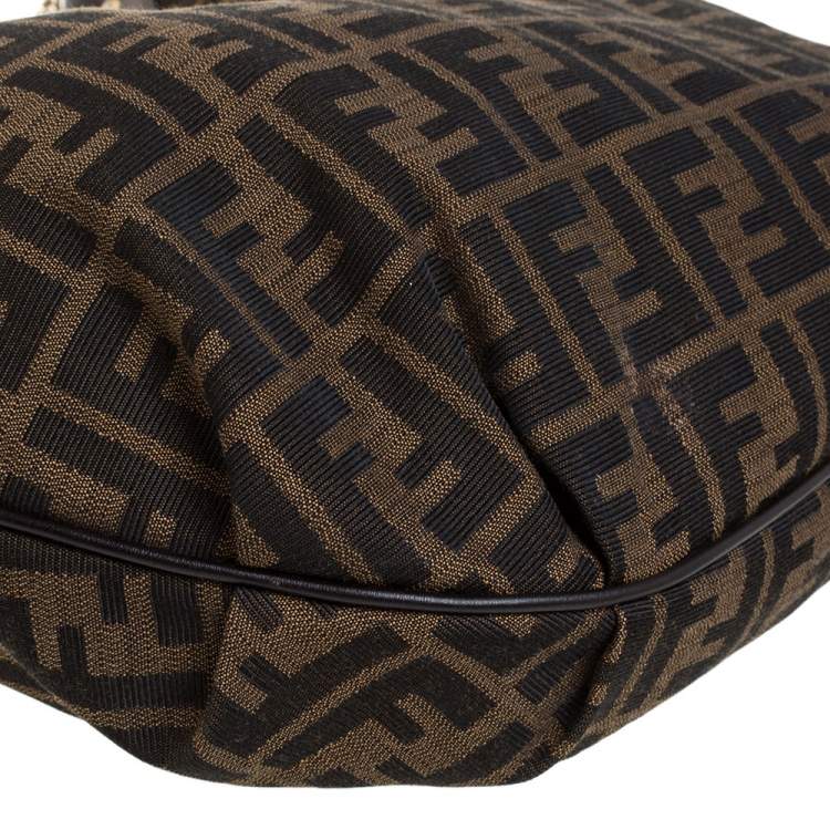 Pre Owned Fendi Tobacco Zucca Canvas and Leather Large Chef Chain Hobo