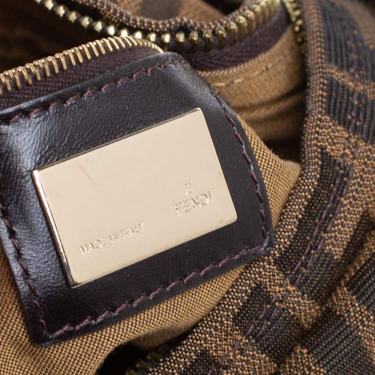 Pre Owned Fendi Tobacco Zucca Canvas and Leather Large Chef Chain Hobo