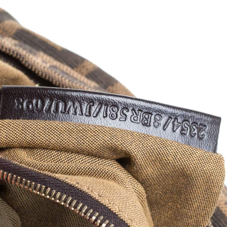 Pre Owned Fendi Tobacco Zucca Canvas and Leather Large Chef Chain Hobo