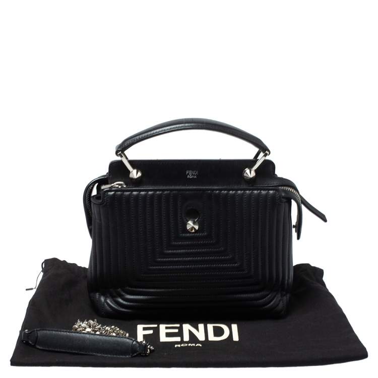 Pre Owned Fendi Black Quilted Leather Dotcom Click Shoulder Bag