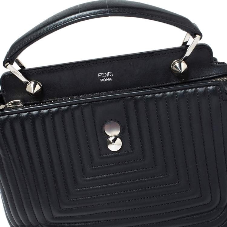 Pre Owned Fendi Black Quilted Leather Dotcom Click Shoulder Bag