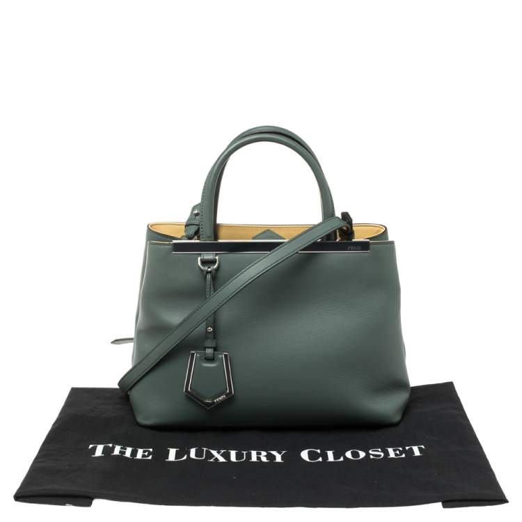 Pre Owned Fendi Pale Green Leather Mini 2Jours Tote 