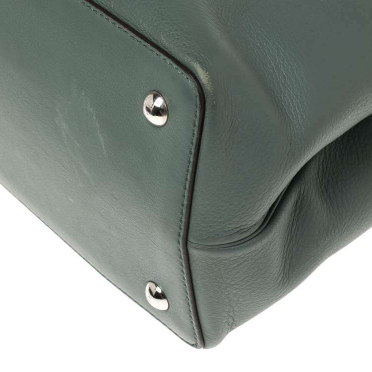 Pre Owned Fendi Pale Green Leather Mini 2Jours Tote 