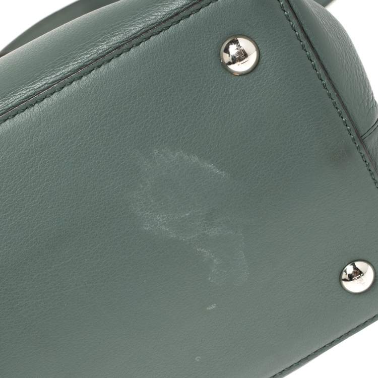 Pre Owned Fendi Pale Green Leather Mini 2Jours Tote 