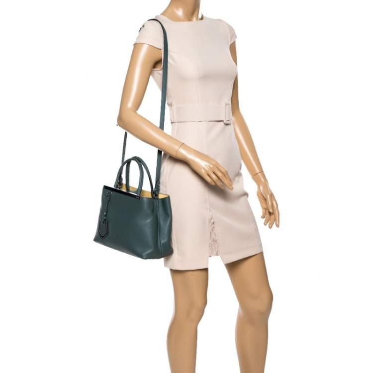 Pre Owned Fendi Pale Green Leather Mini 2Jours Tote 