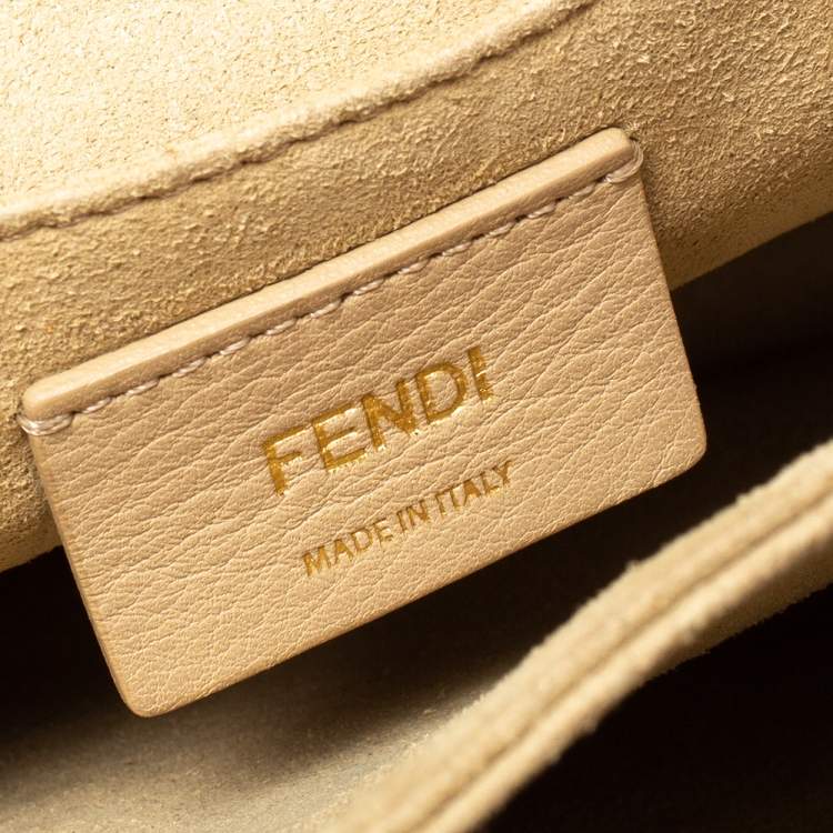 Pre Owned Fendi Black/Brown Zucca Embossed Leather Medium Kan U Top Handle Bag