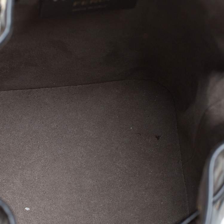 Pre Owned Fendi Brown/Black Zucca Leather Mini Mon Tresor Drawstring Bucket Bag