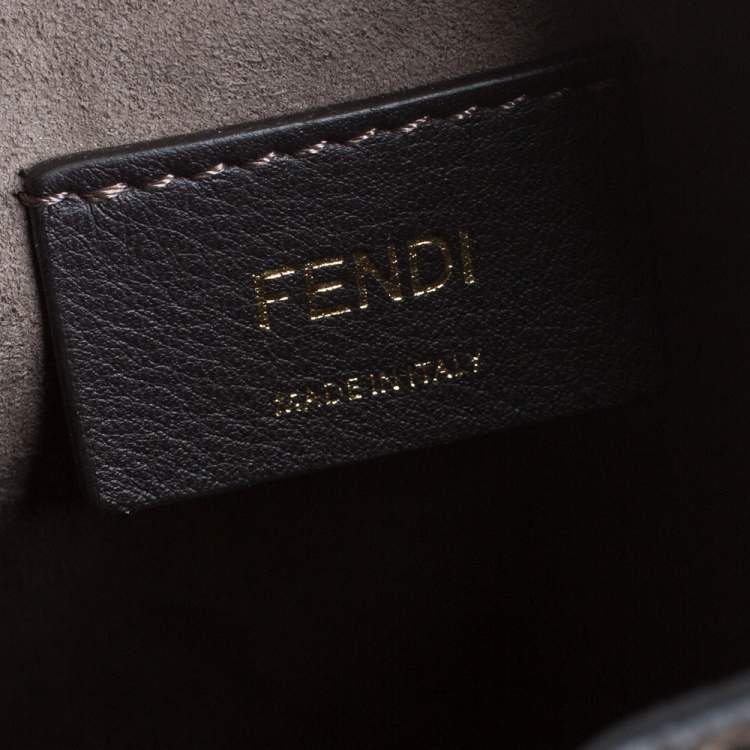 Pre Owned Fendi Brown/Black Zucca Leather Mini Mon Tresor Drawstring Bucket Bag