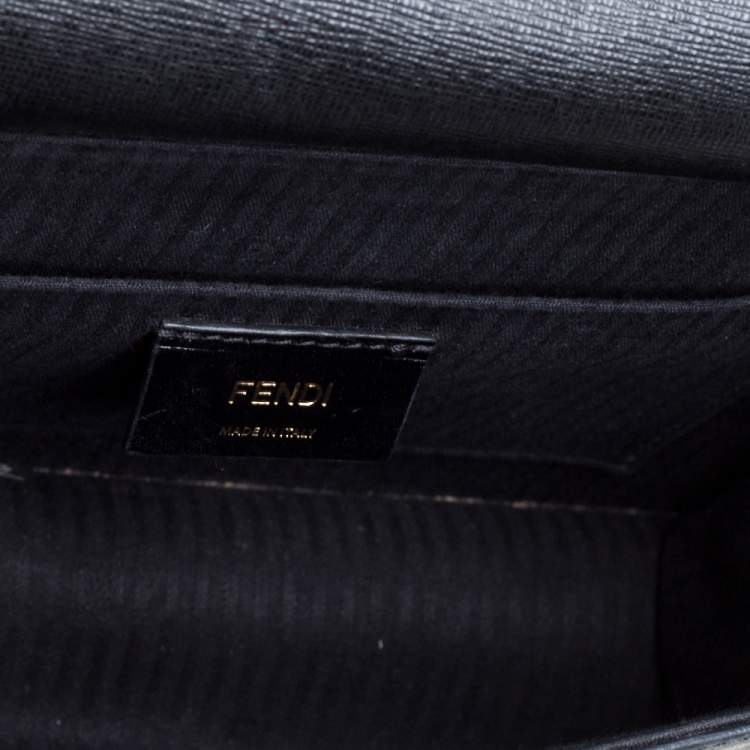 Pre Owned Fendi Black Textured Leather Small Demi Jour Top Handle Bag