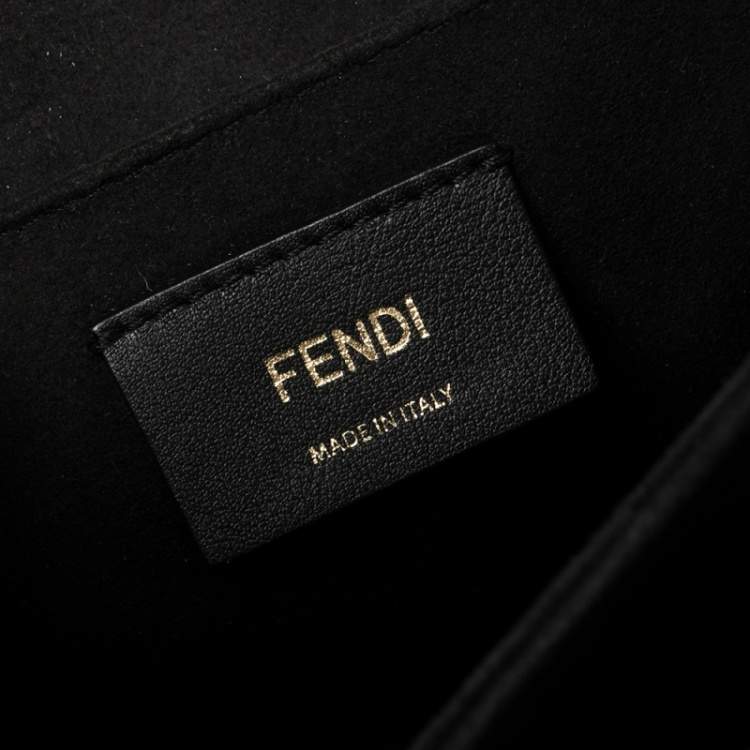 Pre Owned Fendi Black Scalloped Leather Medium Kan I Shoulder Bag