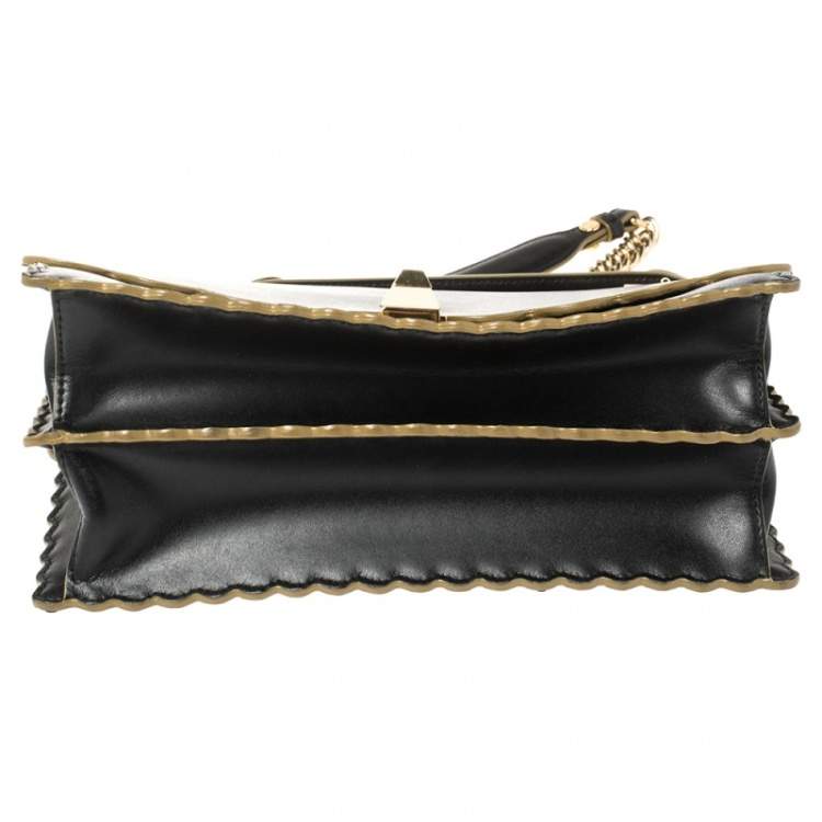 Pre Owned Fendi Black Scalloped Leather Medium Kan I Shoulder Bag