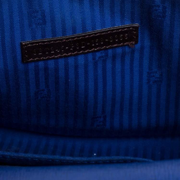 Pre Owned Fendi Blue Textured Leather Mini Demi Jour Top Handle Bag