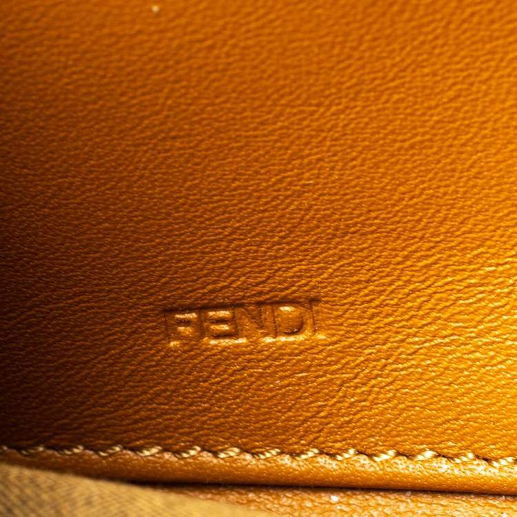 Pre Owned Fendi Tan Leather Zip Around Wallet