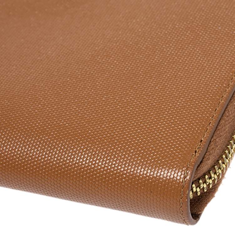 Pre Owned Fendi Tan Leather Zip Around Wallet