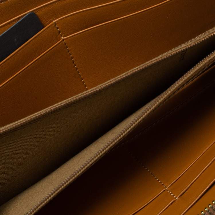 Pre Owned Fendi Tan Leather Zip Around Wallet