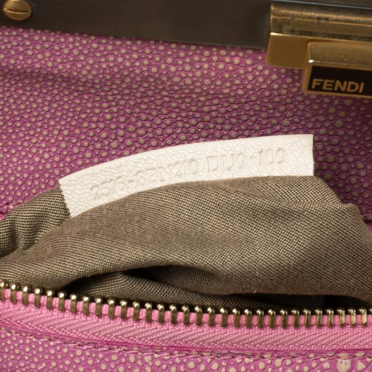 Pre Owned Fendi Cream Leather Large Peekaboo Top Handle Bag