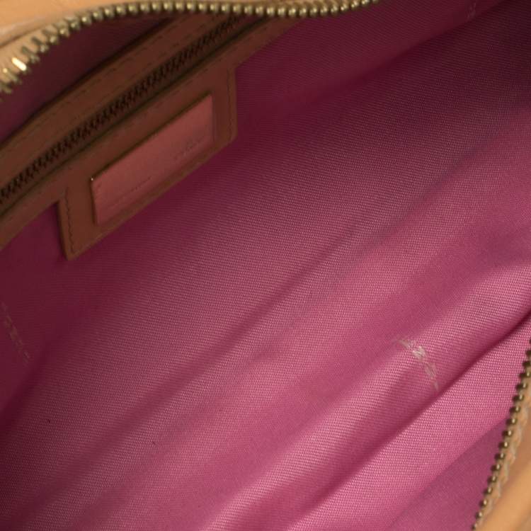 Pre Owned Fendi Beige Leather Studded Zip Satchel