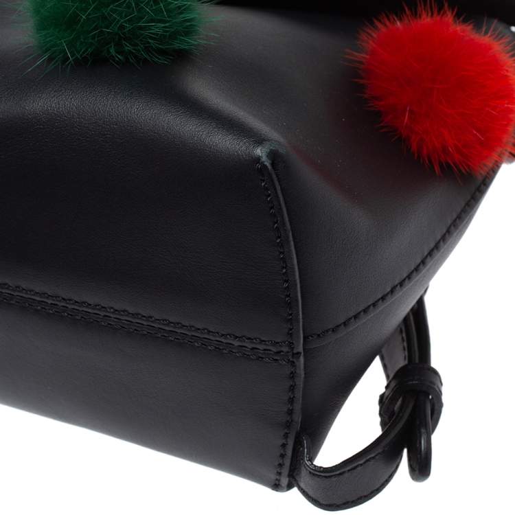Pre Owned Fendi Leather Mini Mink Pom Pom Back To School Backpack