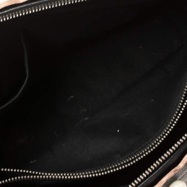 Pre Owned Fendi Black Leather Small Pearl Embellished By The Way Satchel
