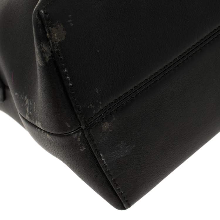 Pre Owned Fendi Black Leather Small Pearl Embellished By The Way Satchel