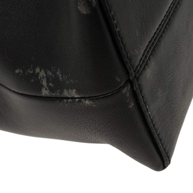 Pre Owned Fendi Black Leather Small Pearl Embellished By The Way Satchel