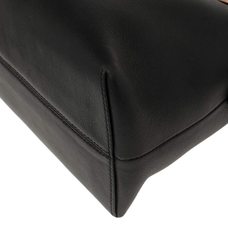 Pre Owned Fendi Black Leather Small Pearl Embellished By The Way Satchel