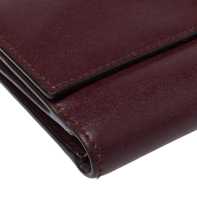 Pre Owned Fendi Burgundy Leather By The Way Wallet