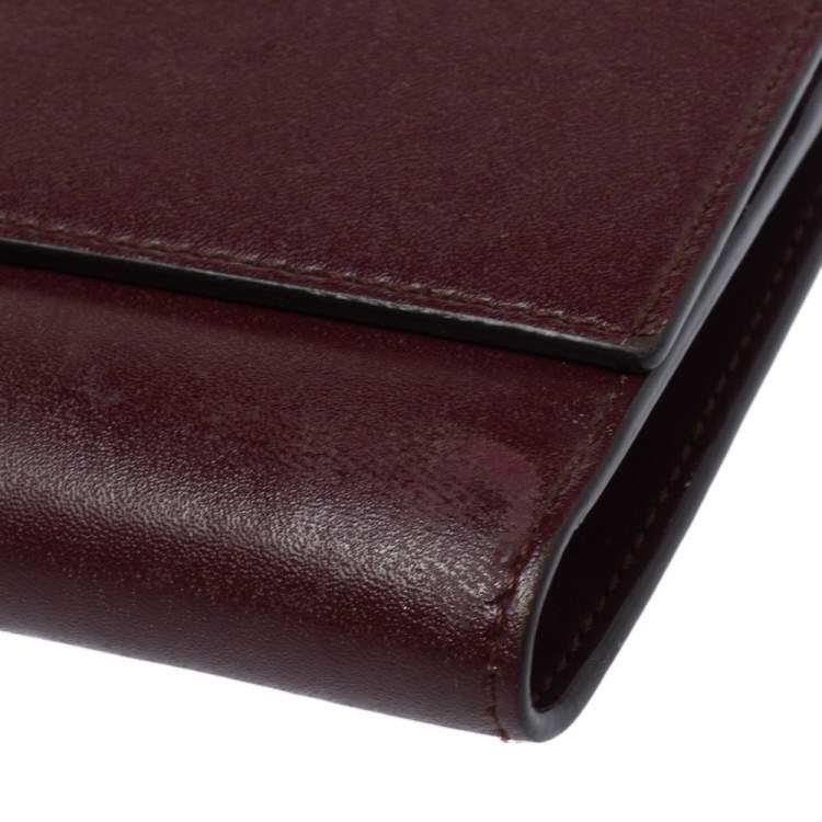 Pre Owned Fendi Burgundy Leather By The Way Wallet