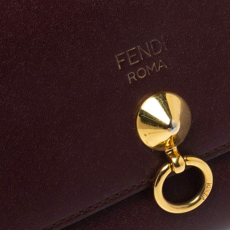 Pre Owned Fendi Burgundy Leather By The Way Wallet