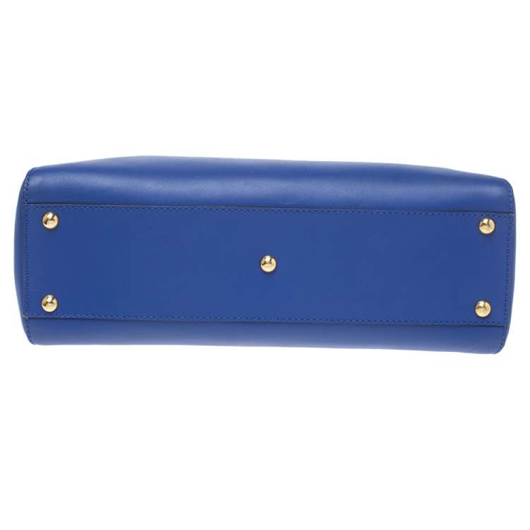 مملوكة مسبقًا Fendi Blue Leather Medium Peekaboo Top Handle Bag