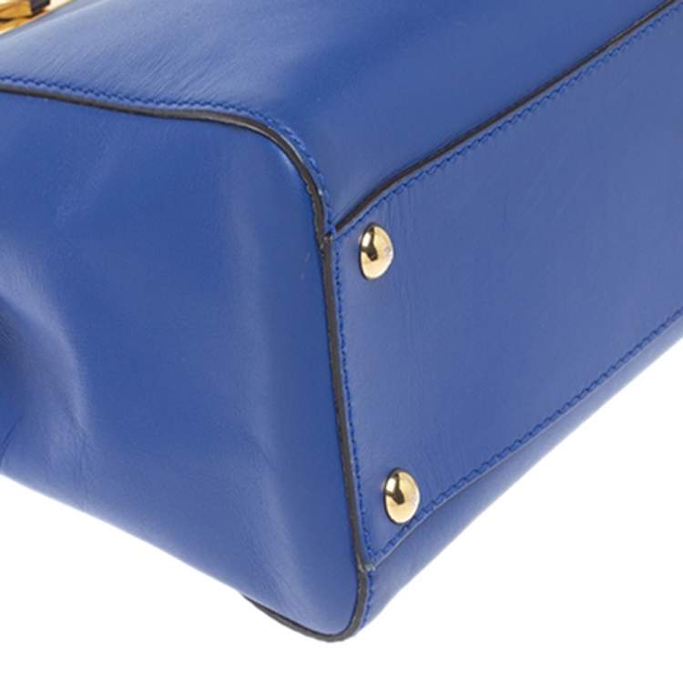 مملوكة مسبقًا Fendi Blue Leather Medium Peekaboo Top Handle Bag
