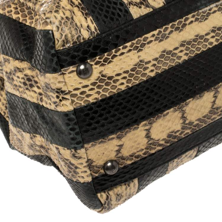 Pre Owned Fendi Multicolor Snake Large Peekaboo Top Handle Bag