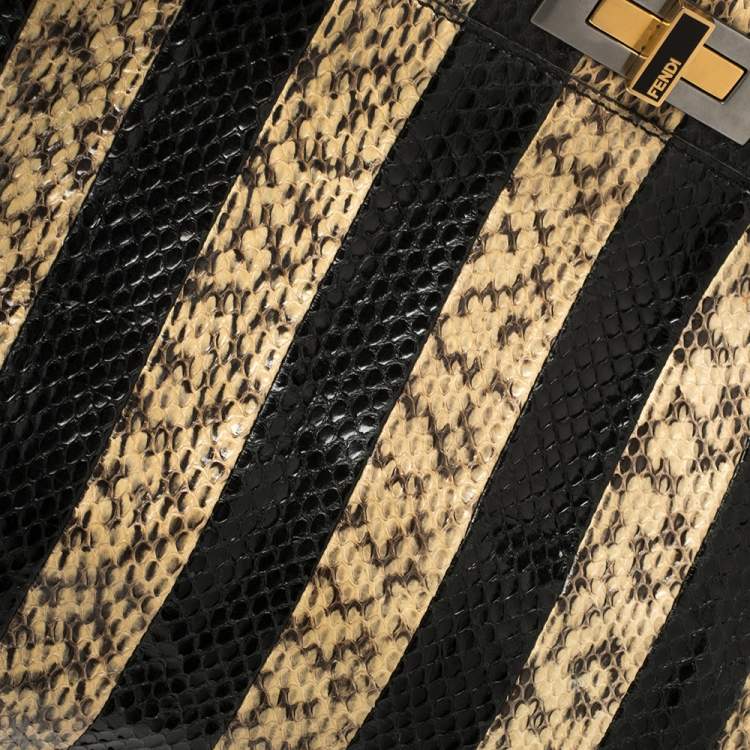 Pre Owned Fendi Multicolor Snake Large Peekaboo Top Handle Bag