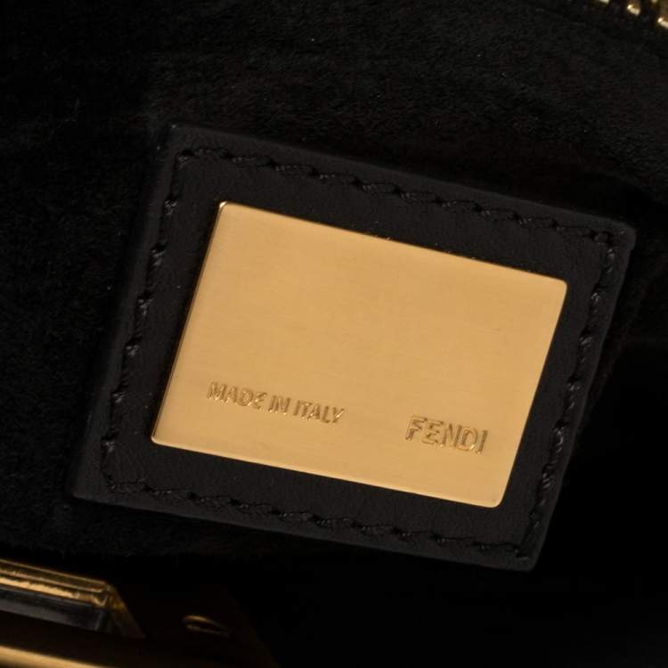 Pre Owned Fendi Black Leather Large Peekaboo Top Handle Bag