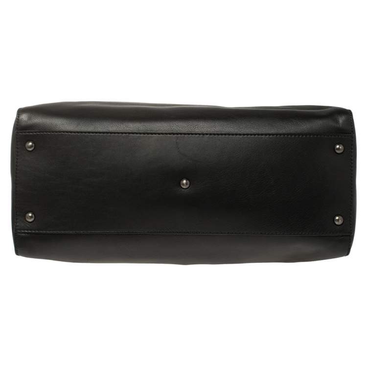 Pre Owned Fendi Black Leather Large Peekaboo Top Handle Bag