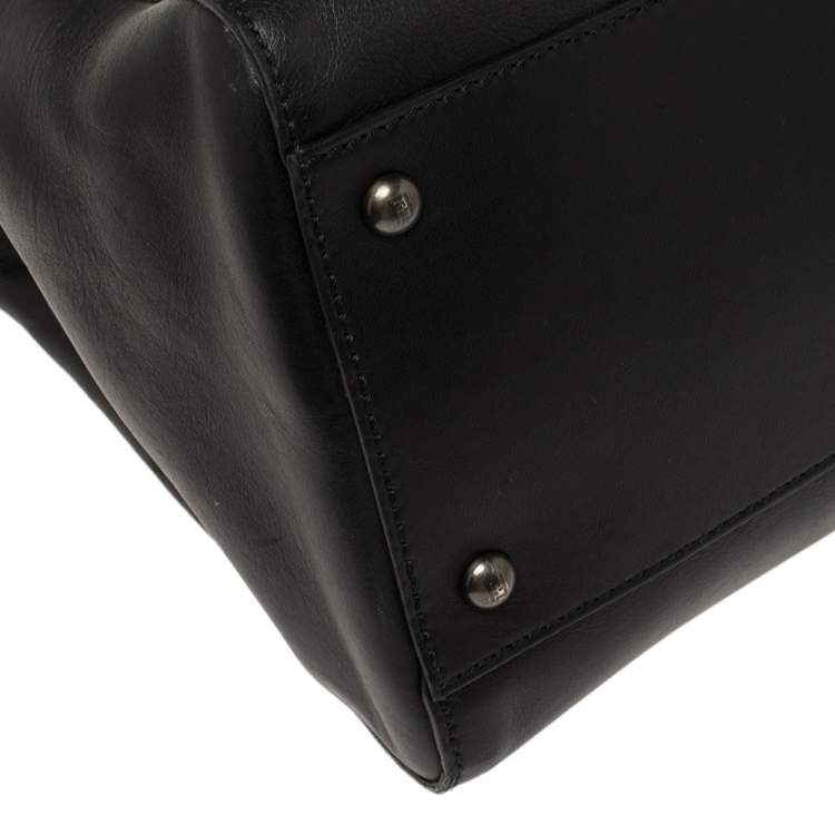 Pre Owned Fendi Black Leather Large Peekaboo Top Handle Bag