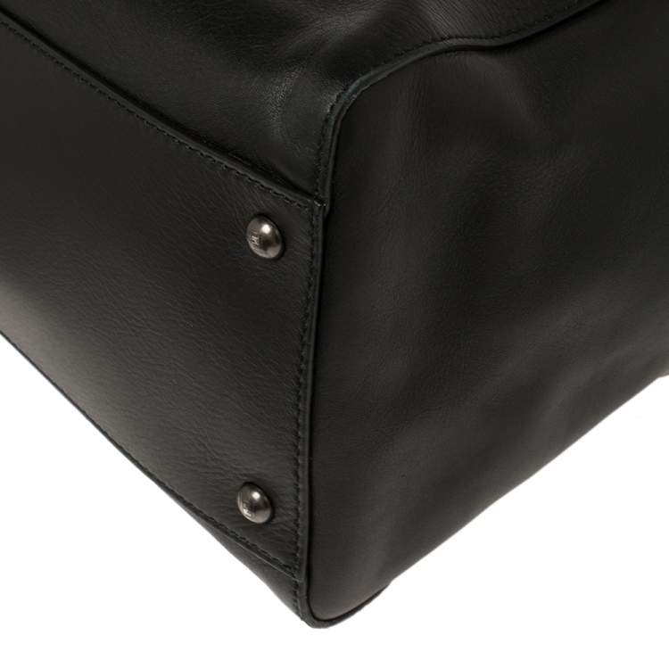 Pre Owned Fendi Black Leather Large Peekaboo Top Handle Bag