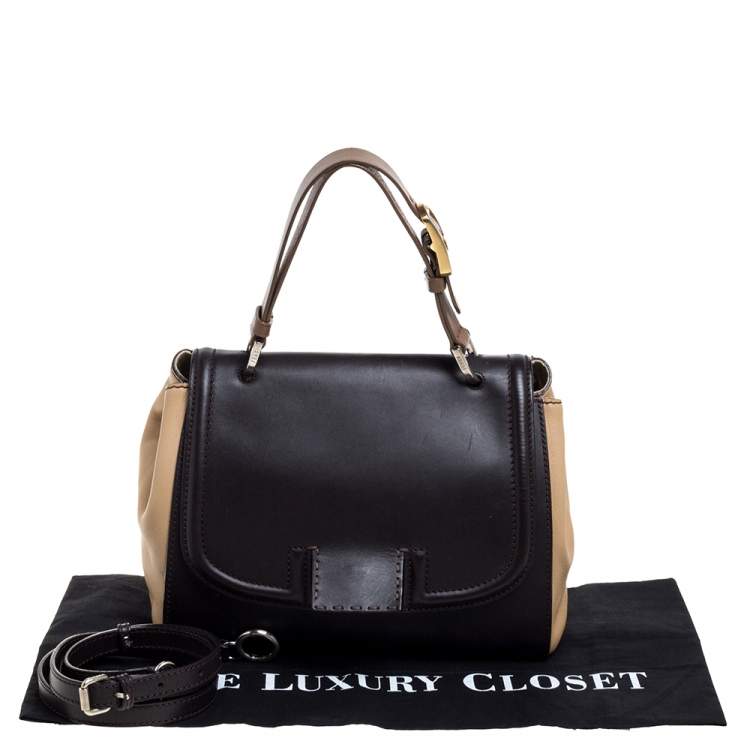 Pre Owned Fendi Tri Color Leather Silvana Top Handle Bag