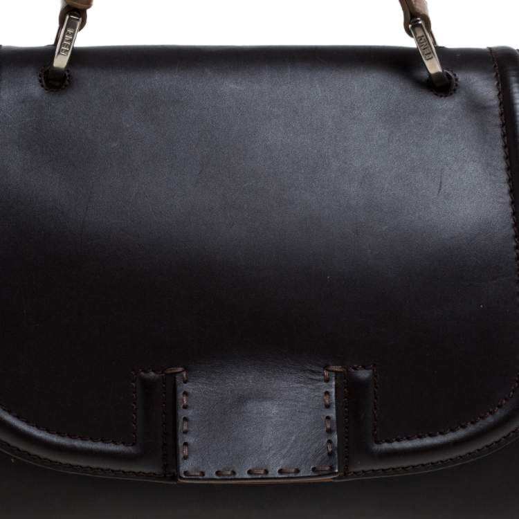 Pre Owned Fendi Tri Color Leather Silvana Top Handle Bag