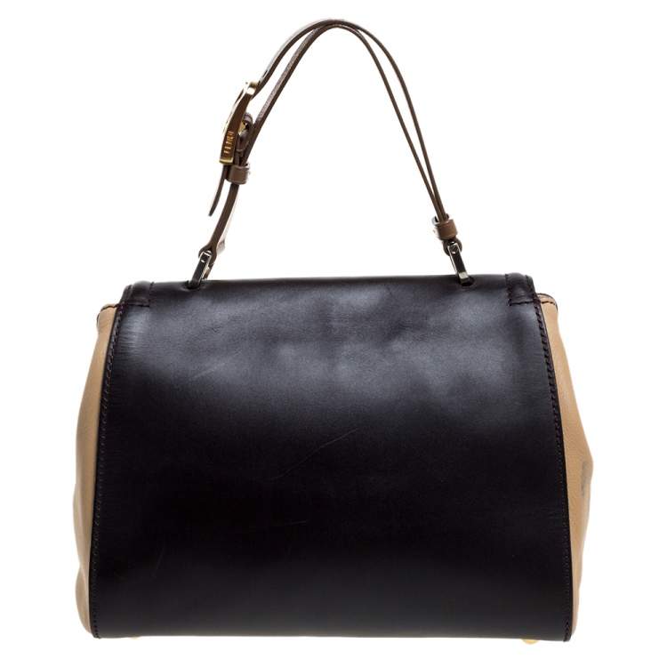 Pre Owned Fendi Tri Color Leather Silvana Top Handle Bag