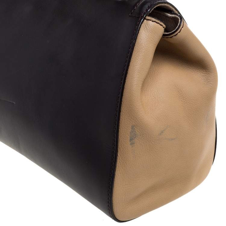Pre Owned Fendi Tri Color Leather Silvana Top Handle Bag