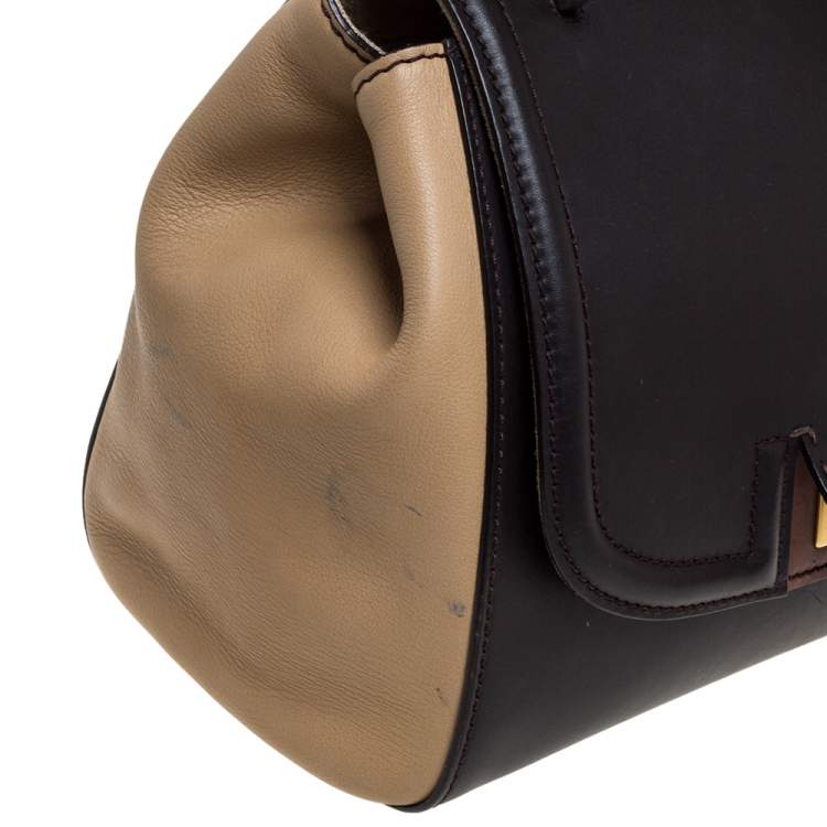 Pre Owned Fendi Tri Color Leather Silvana Top Handle Bag